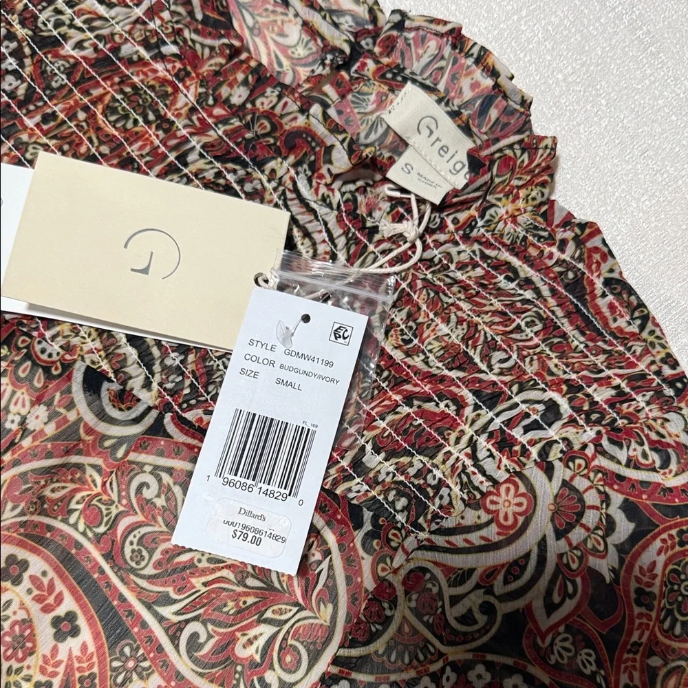 Greige Multicolor Paisley Blouse - Picture 7 of 15